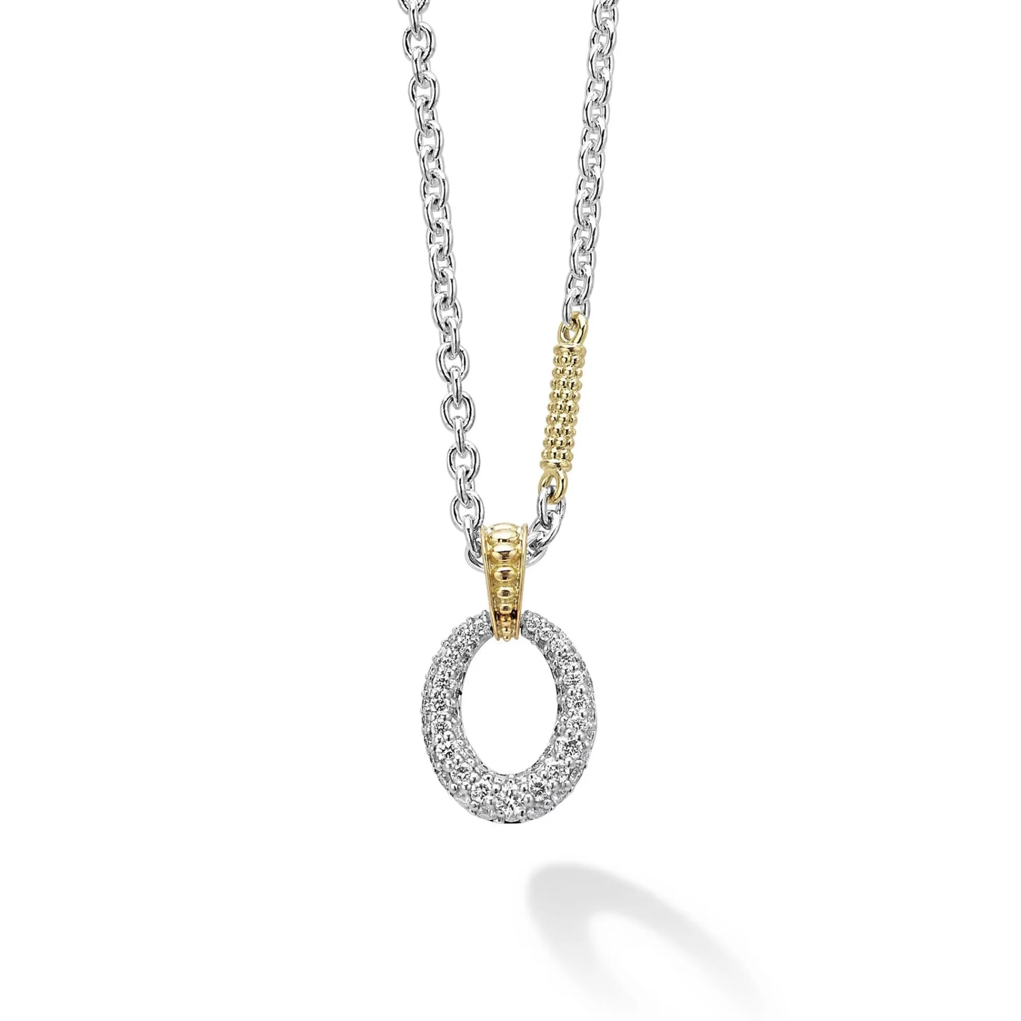 Cheap LAGOS Two-Tone Oval Diamond Pendant Necklace