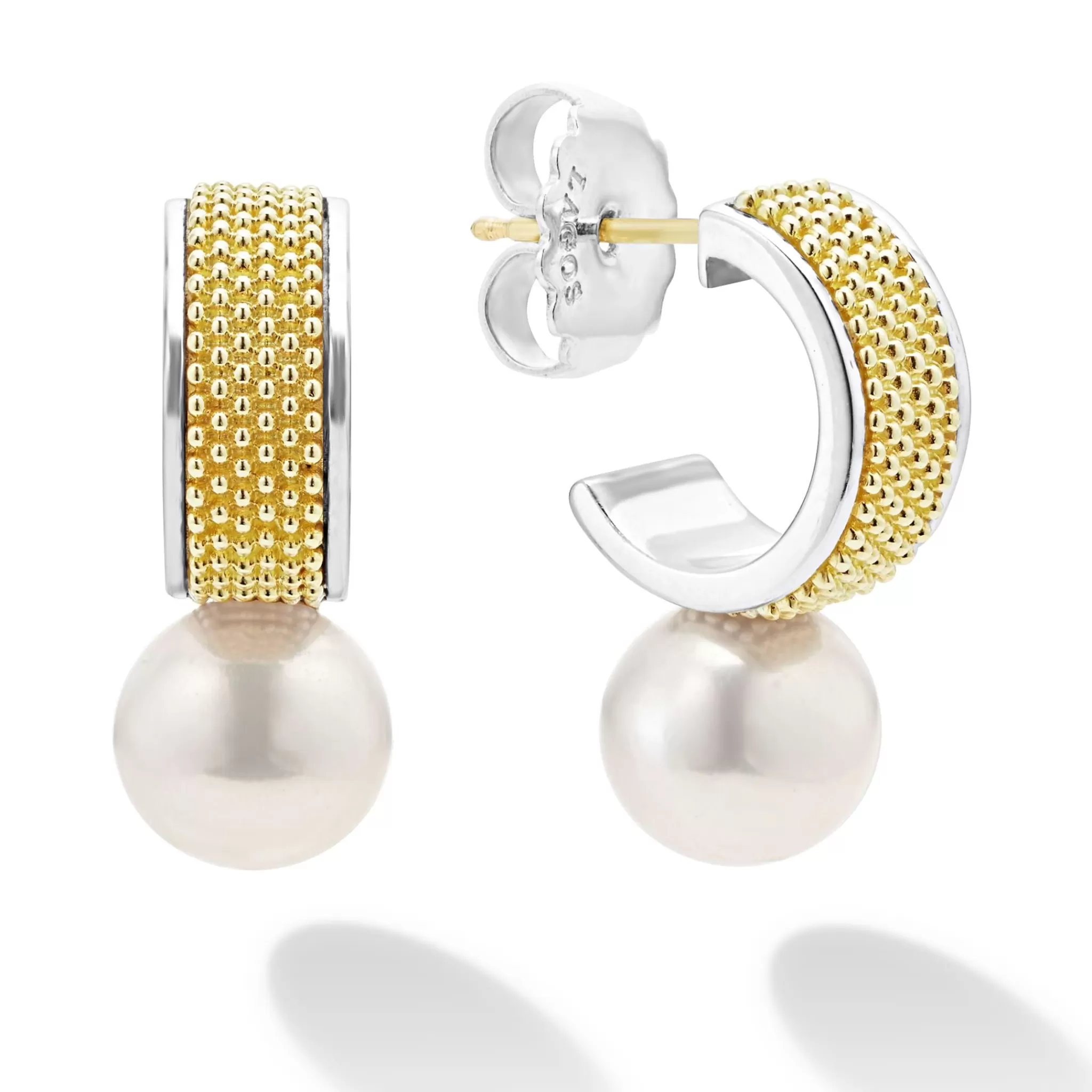 Clearance LAGOS Two-Tone Pearl Hoop Earrings