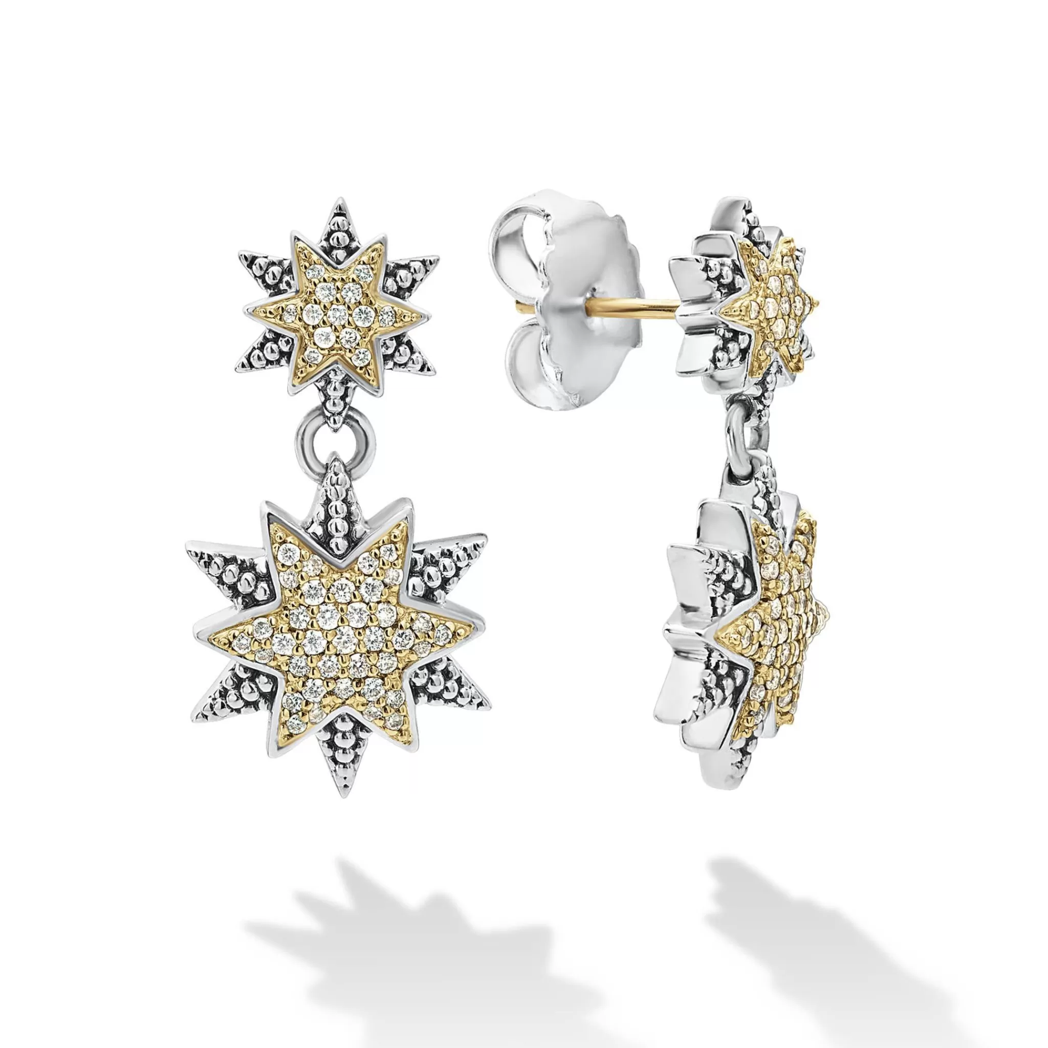 Discount LAGOS Two-Tone Star Diamond Drop Earrings