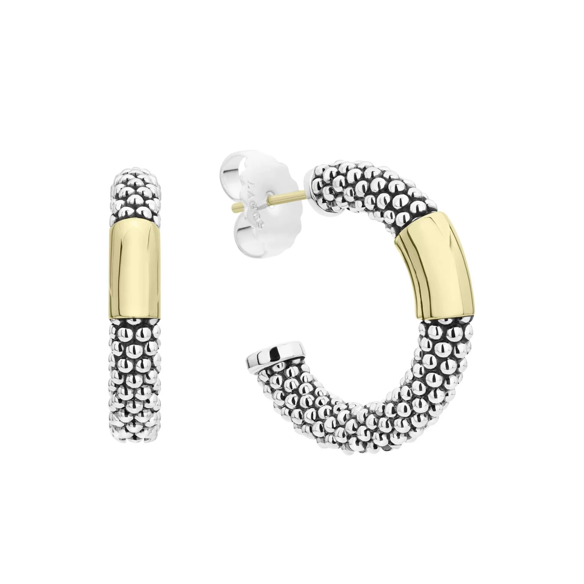 Best Sale LAGOS Two-Tone Station Caviar Hoop Earrings