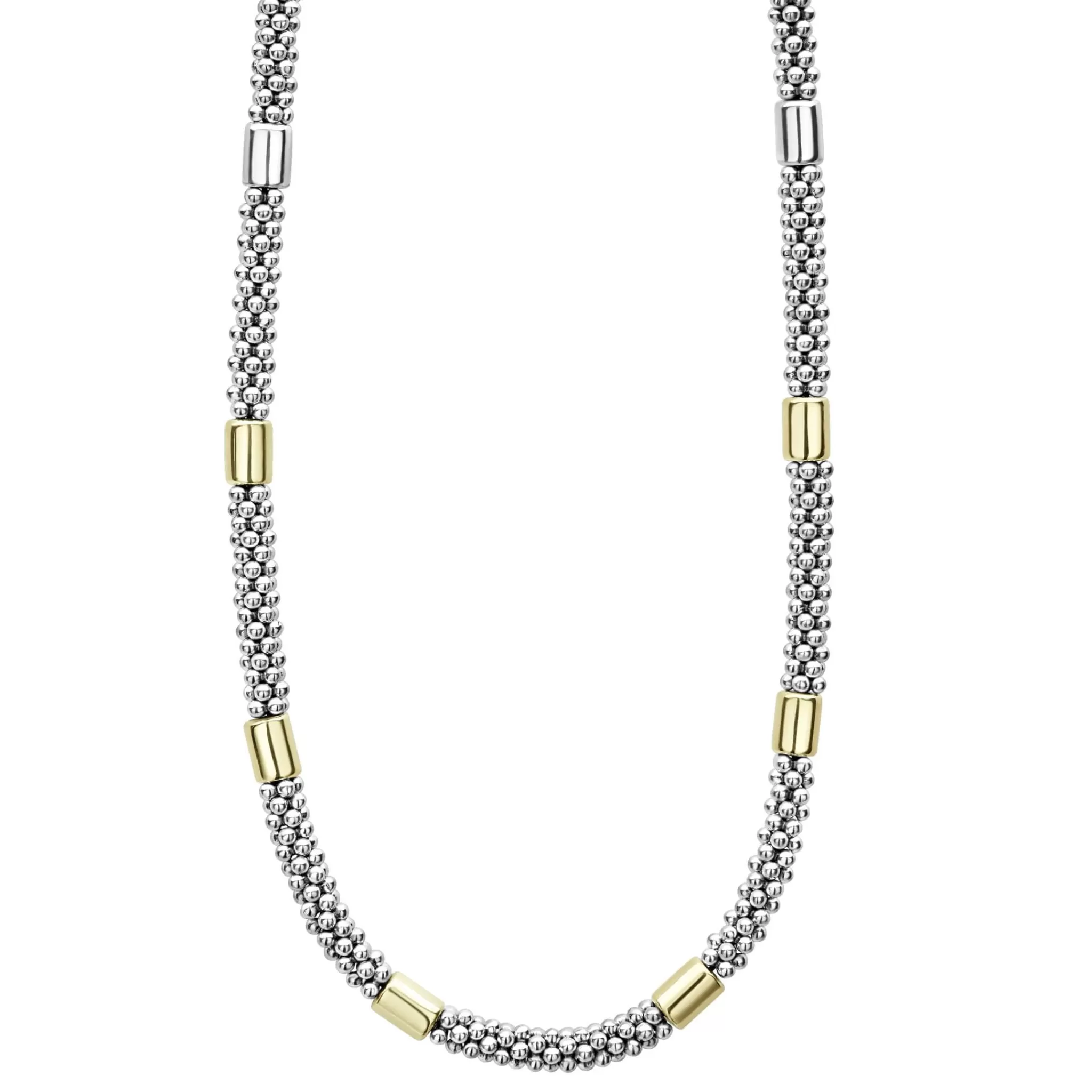 Fashion LAGOS Two-Tone Station Caviar Necklace | 5Mm