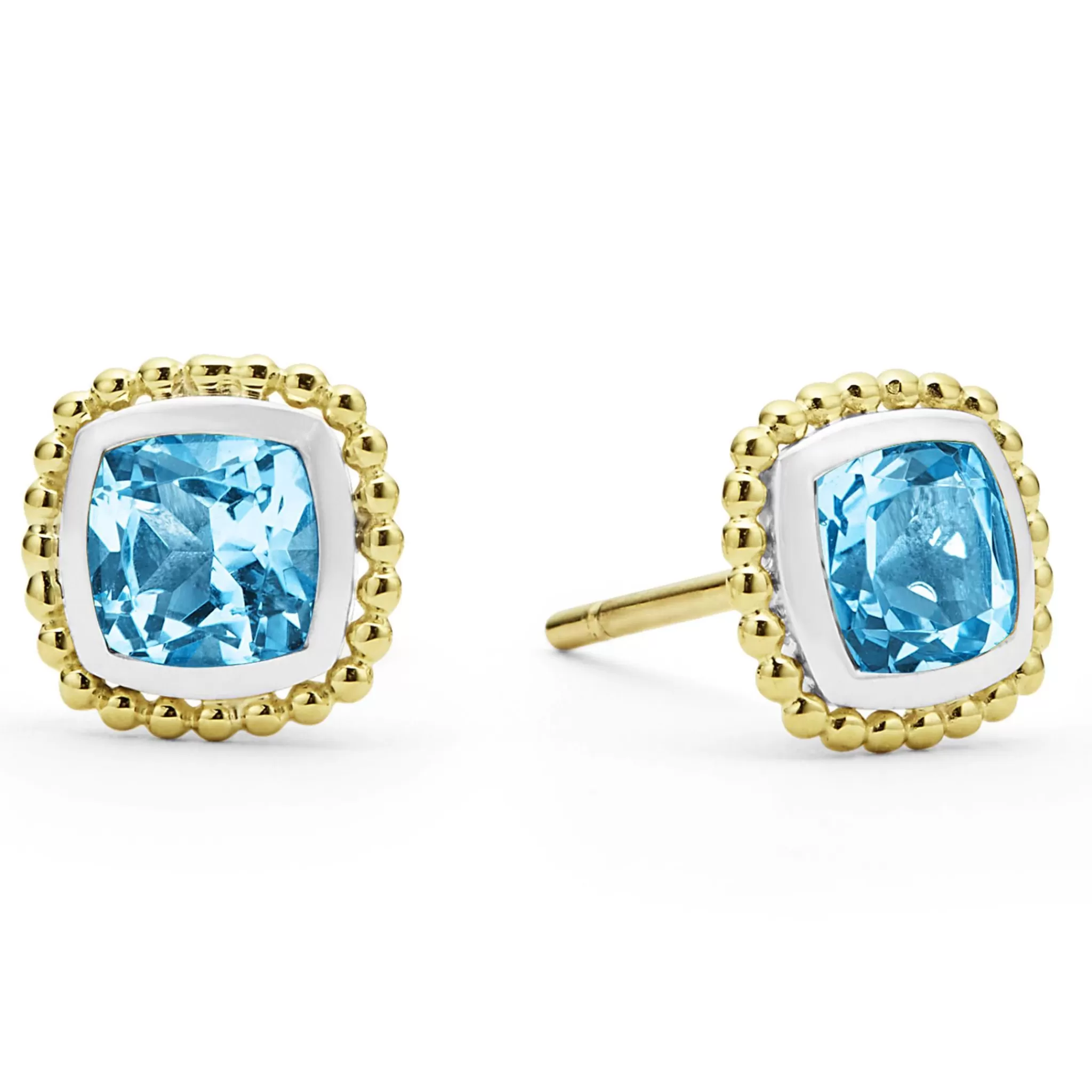 Best Sale LAGOS Two-Tone Swiss Blue Topaz Stud Earrings