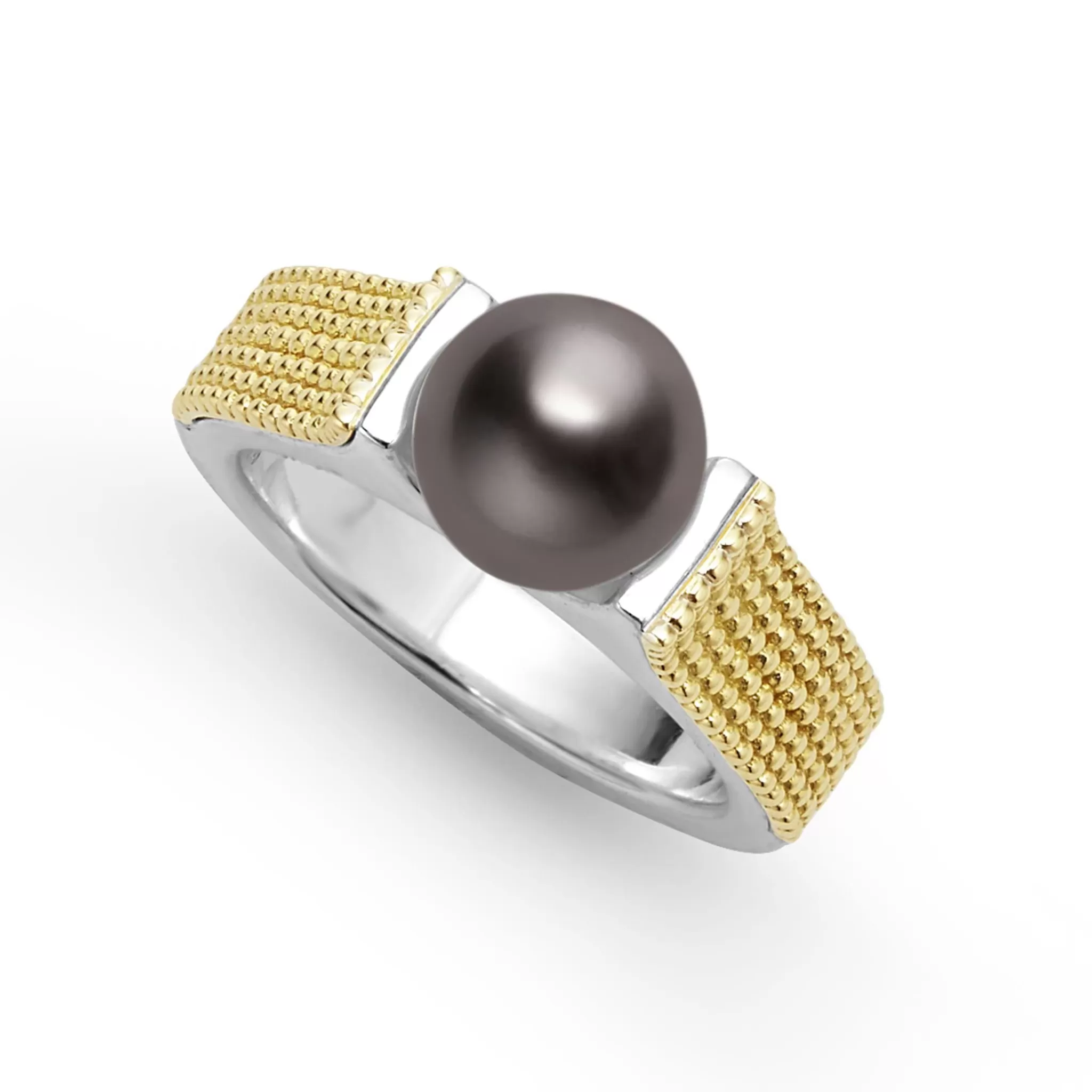 Cheap LAGOS Two-Tone Tahitian Black Pearl Ring