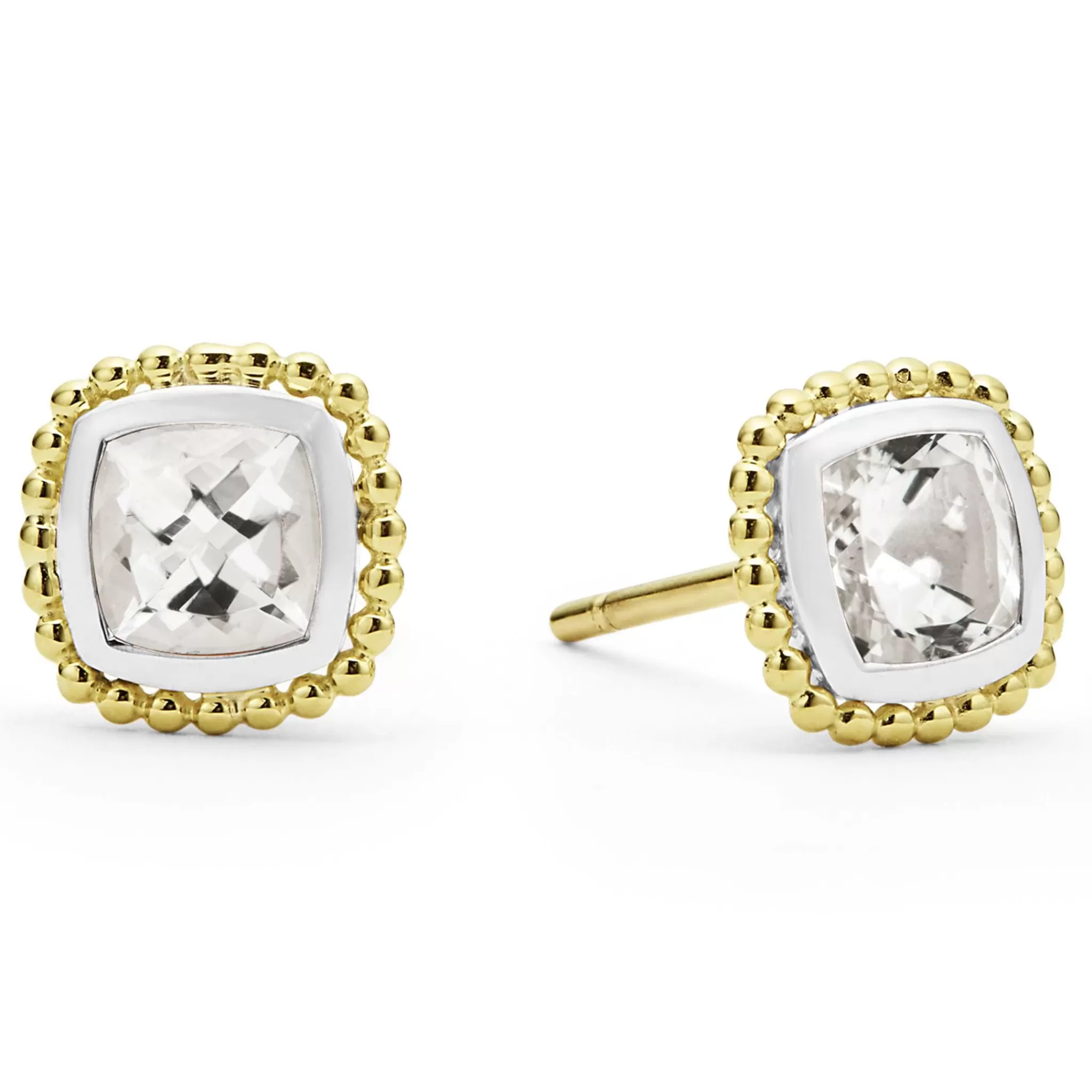 Clearance LAGOS Two-Tone White Topaz Stud Earrings