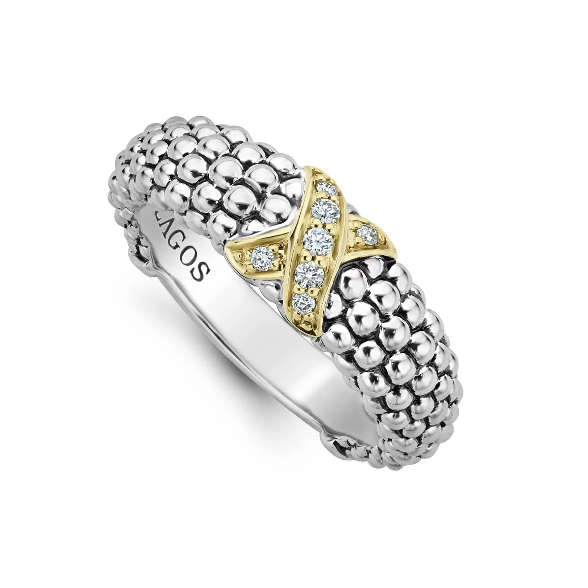 Fashion LAGOS Two-Tone X Caviar Diamond Ring