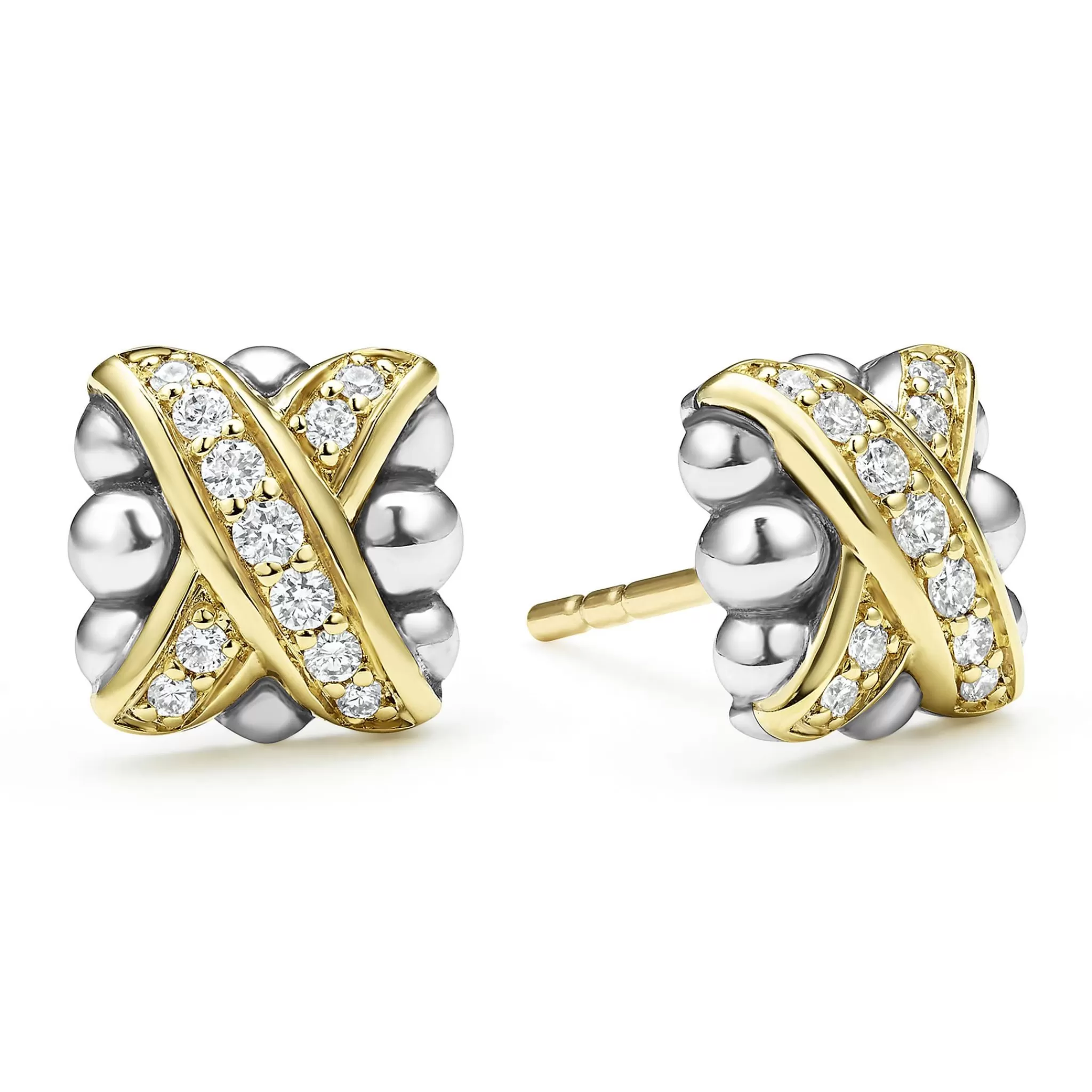 Fashion LAGOS Two-Tone X Diamond Stud Earrings