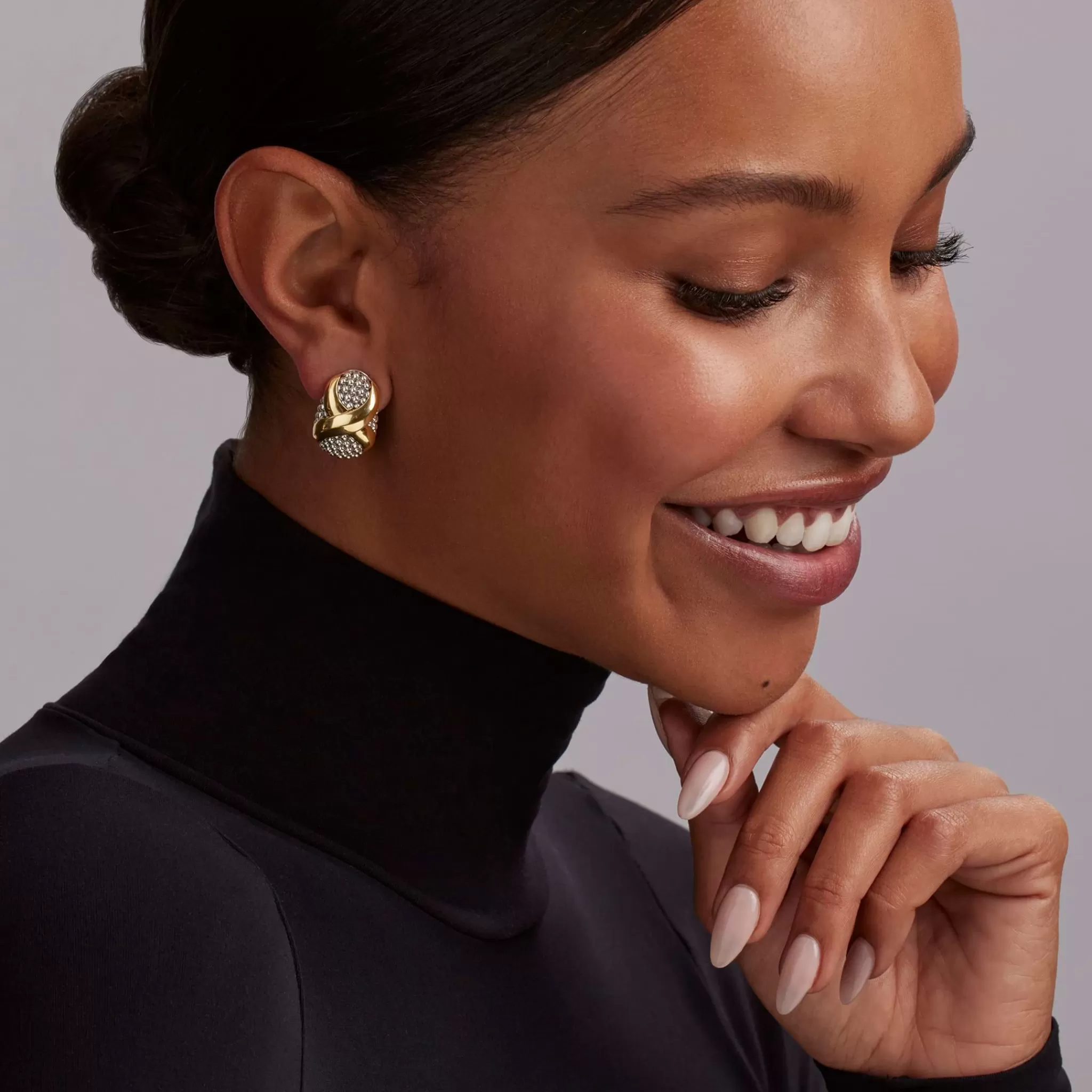 Fashion LAGOS Two-Tone X Omega Clip Earrings