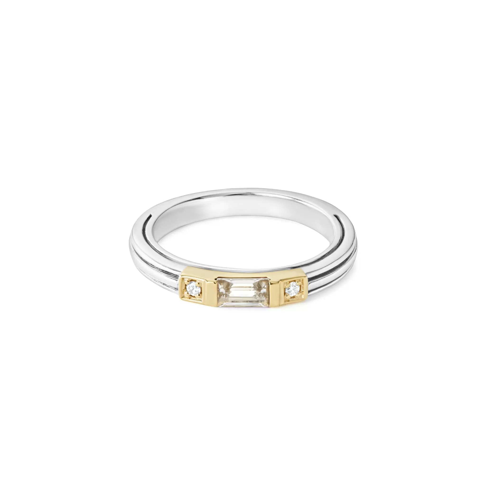 Hot LAGOS White Topaz And Diamond Stacking Ring