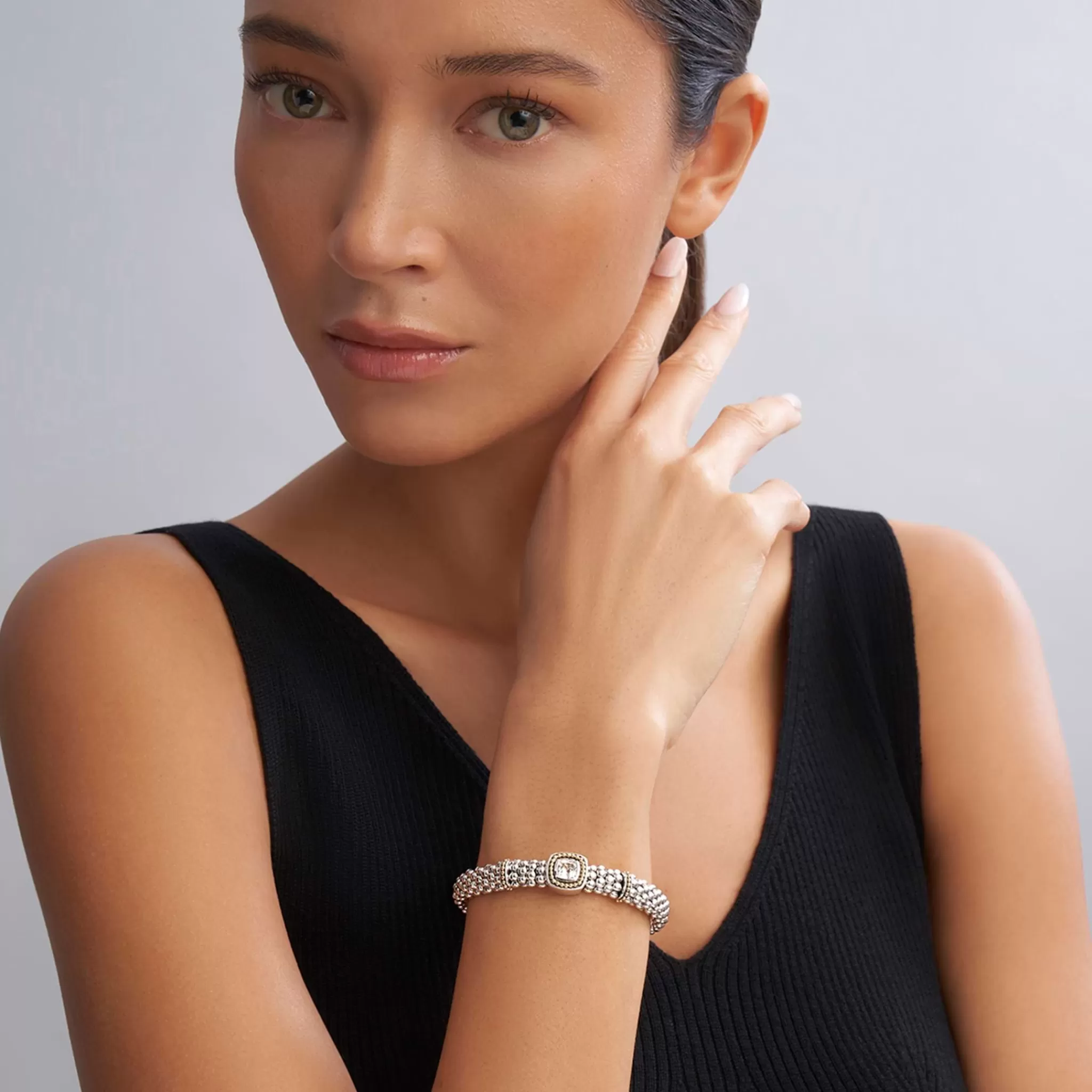 Fashion LAGOS White Topaz Caviar Bracelet | 9Mm